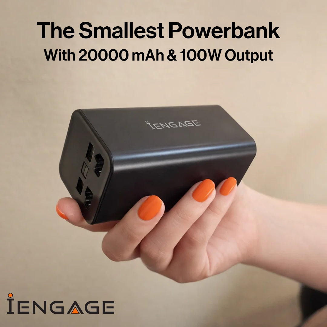 iEngage 20000 mAh Portable Fast Charging Power bank with Led Display- Pd100W