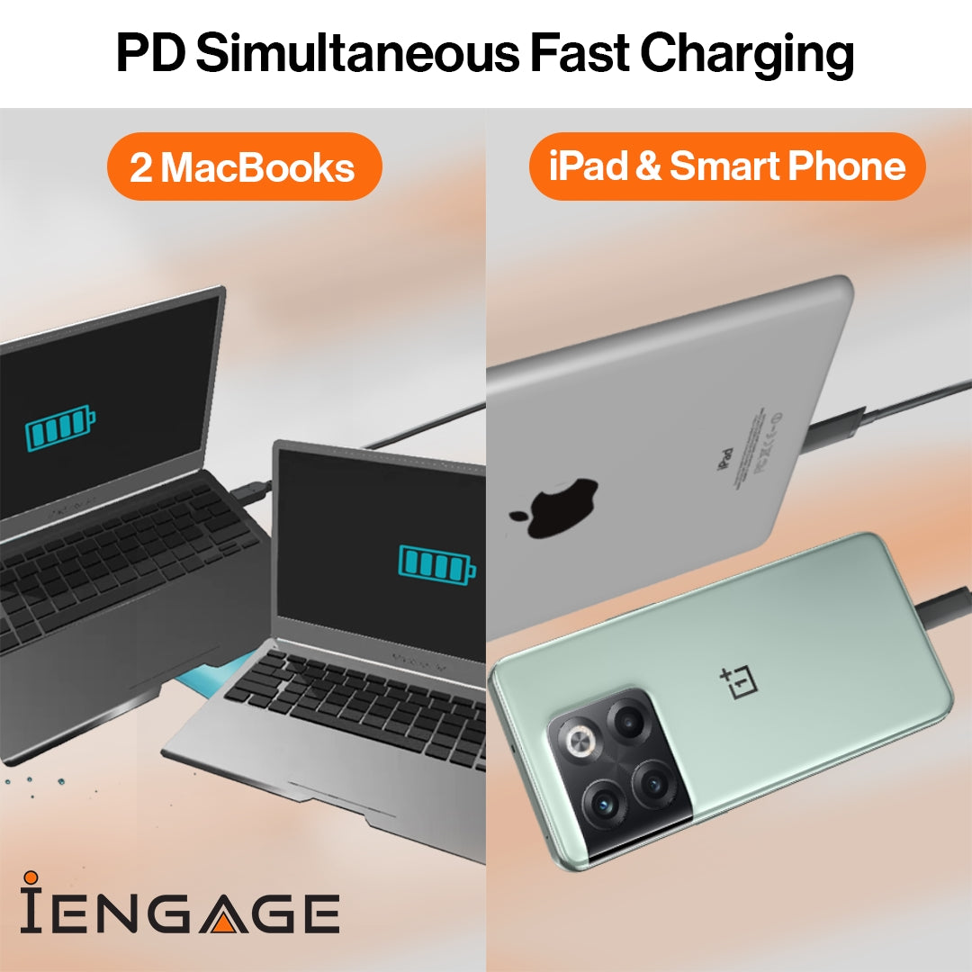 iEngage 20000 mAh Portable Fast Charging Power bank with Led Display- Pd100W
