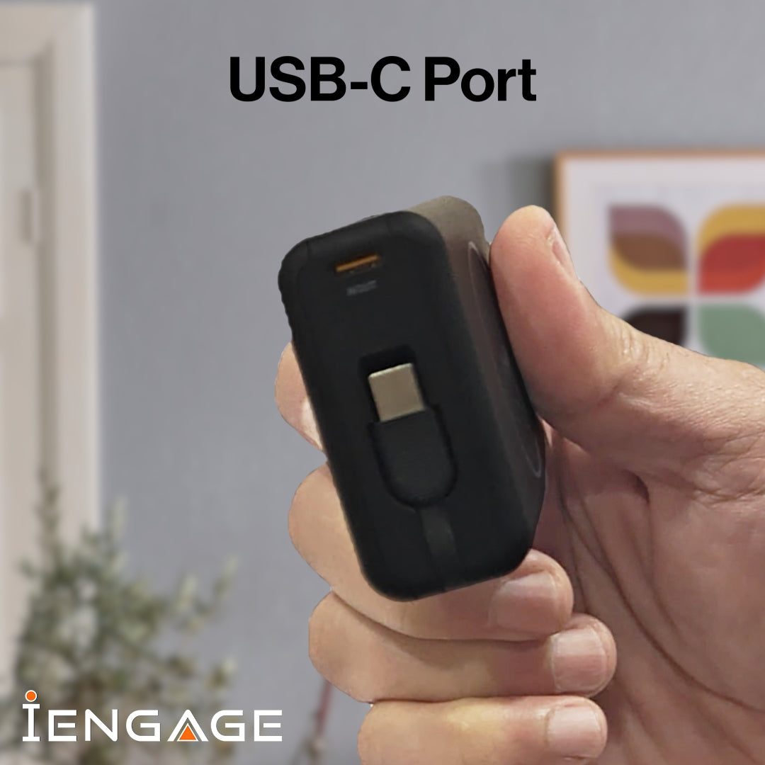 iEngage 10000mAh Powerbank Compact 15W Wireless Charging 45W Fast Charging With Built-In Cable