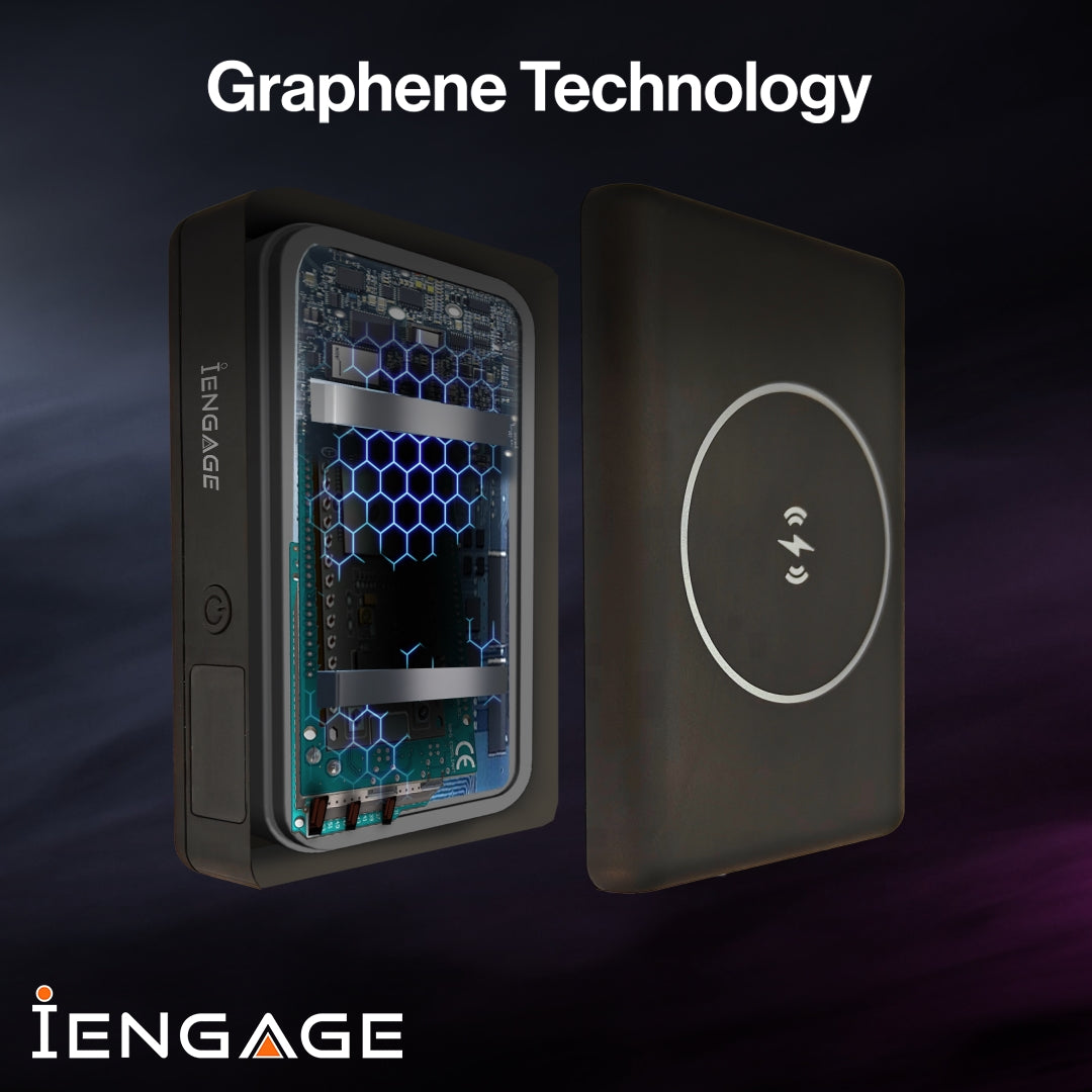 iEngage 10000mAh Powerbank Compact 15W Wireless Charging 45W Fast Charging With Built-In Cable