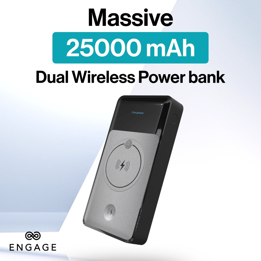 Engage Powerbank 25000mAh - Dual Wireless Charging 3 USB-C 1 USB-A