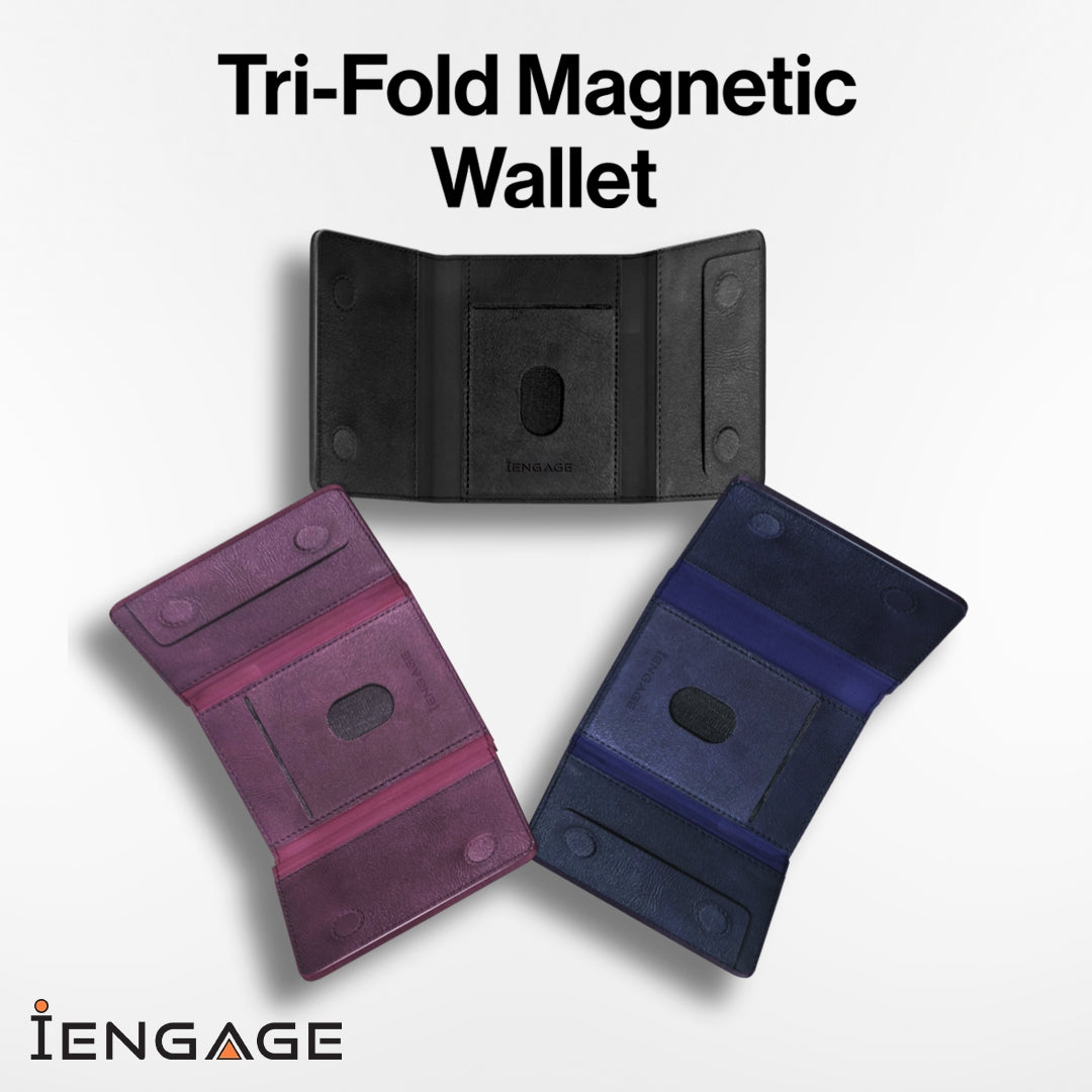 iEngage Tri-Fold Magsafe Wallet (Blue)