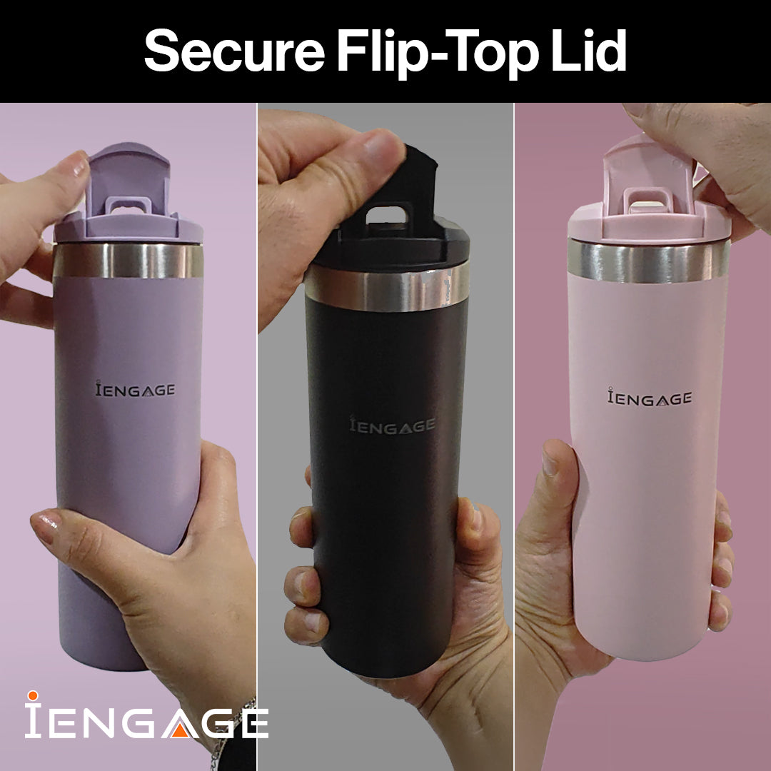 iEngage Insulated Stainless Steel Bottle Black (16Oz)(500Ml)