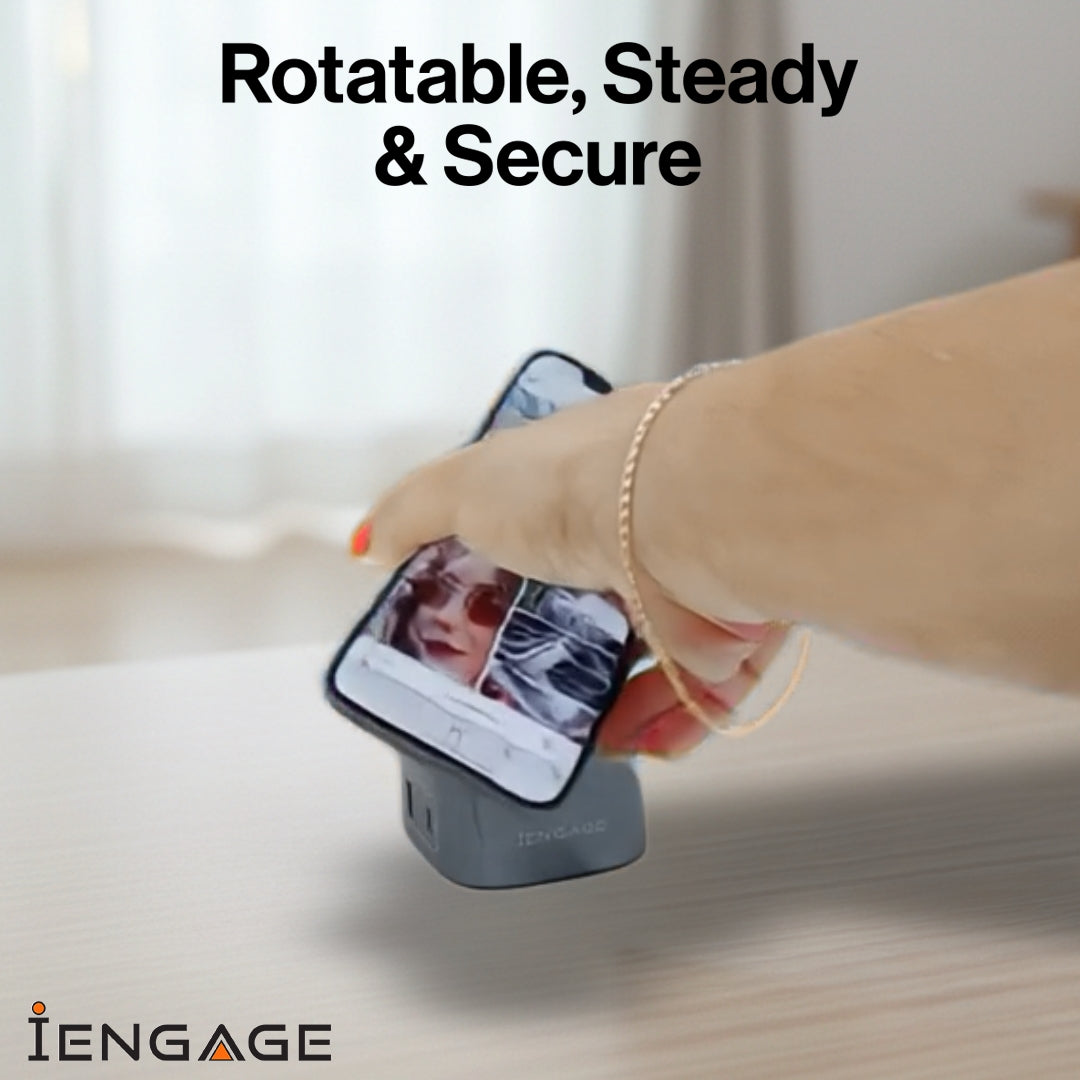 iEngage 6-In-1 Desktop Wireless Charger W/ Usb Ports And Retractalbecable(80W)