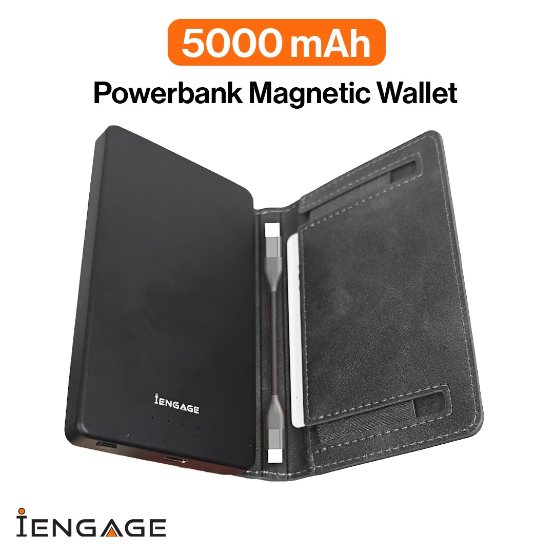 iEngage 5000mAh Powerbank Wallet With Magsafe (Black)