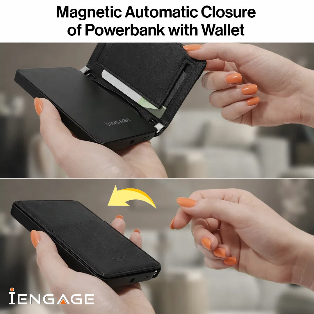 iEngage 5000mAh Powerbank Wallet With Magsafe (Black)