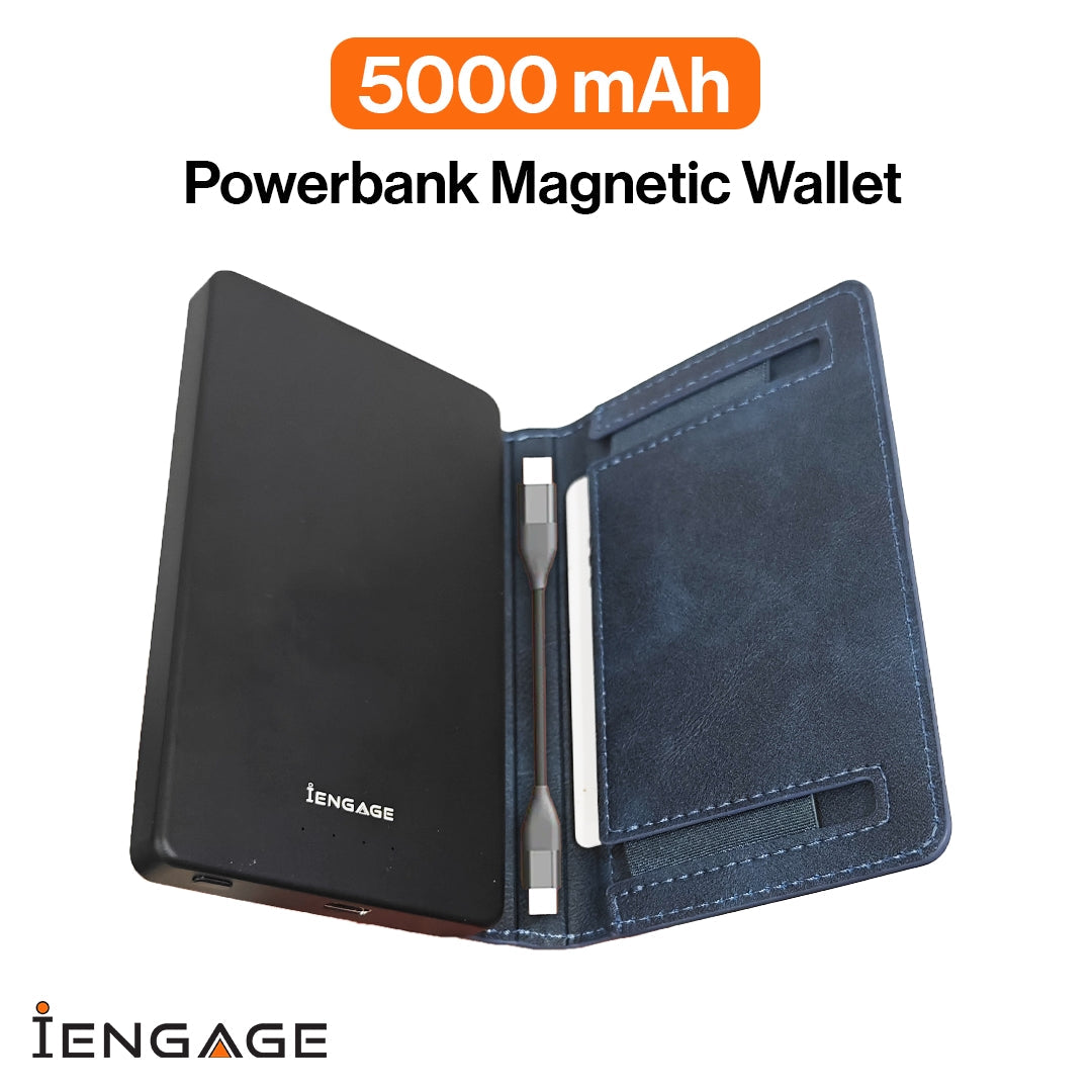 iEngage 5000mAh Powerbank Wallet With Magsafe (Blue)