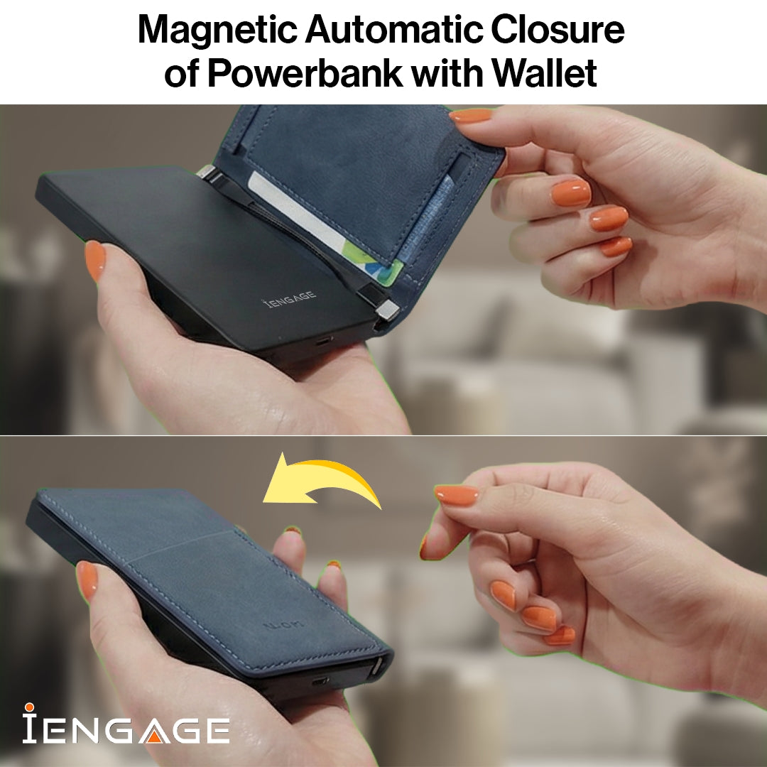 iEngage 5000mAh Powerbank Wallet With Magsafe (Blue)