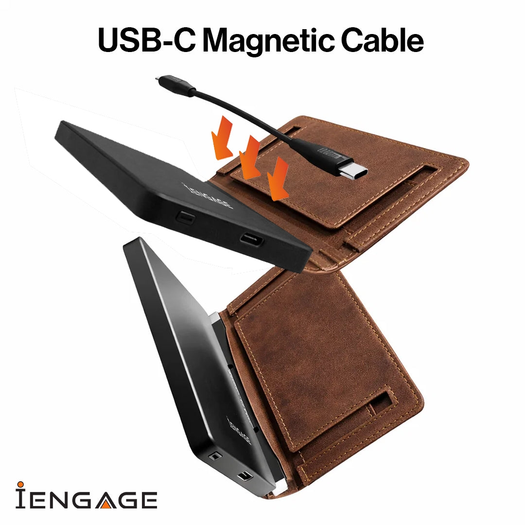 iEngage 5000mAh Powerbank Wallet With Magsafe (Dark Brown)