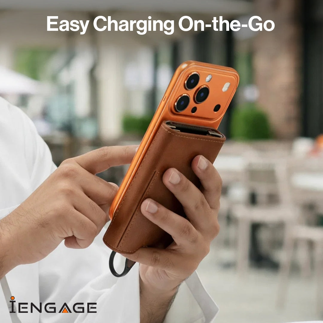 iEngage 5000mAh Powerbank Wallet With Magsafe (Dark Brown)