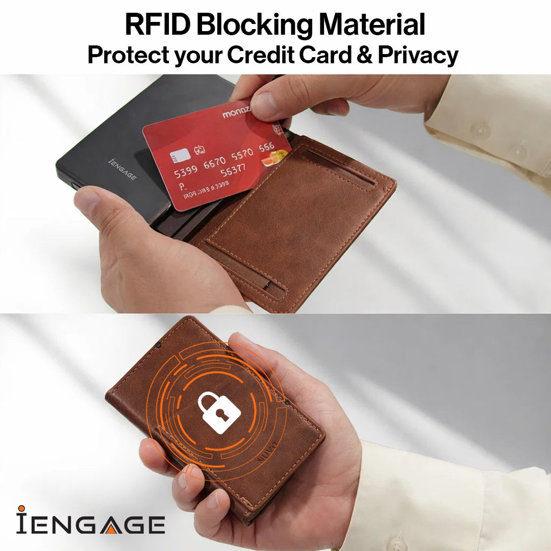 iEngage 5000mAh Powerbank Wallet With Magsafe (Dark Brown)
