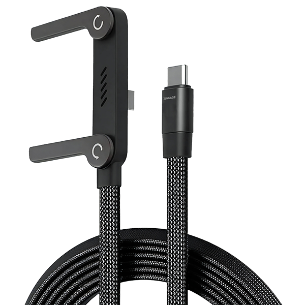 iEngage T-Angled 240W 2-In-1 USB-C Cable With Phone Stand Bracket
