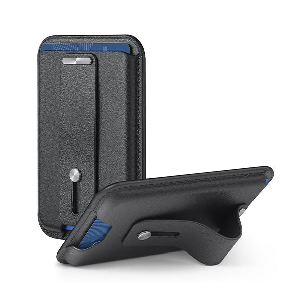 iEngage Magsafe Wallet With Finger Grip Holder (Black)