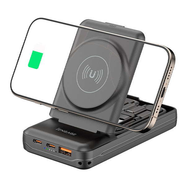 iEngage 10000mAh Powerbank Multi-Functional 15W Wireless Charging 20W Fast Charging With MultiKit Box