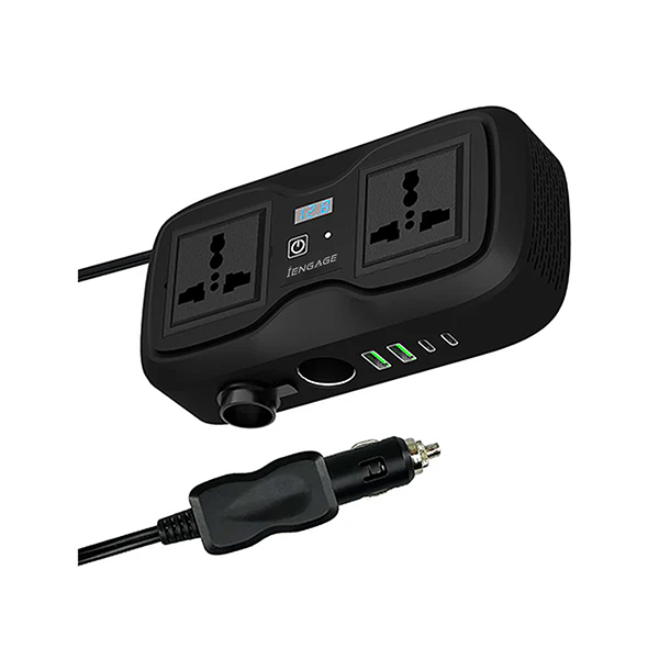 iEngage 200W Car Inverter with Dual Ac Socket / Usb-C & Usb-A Ports