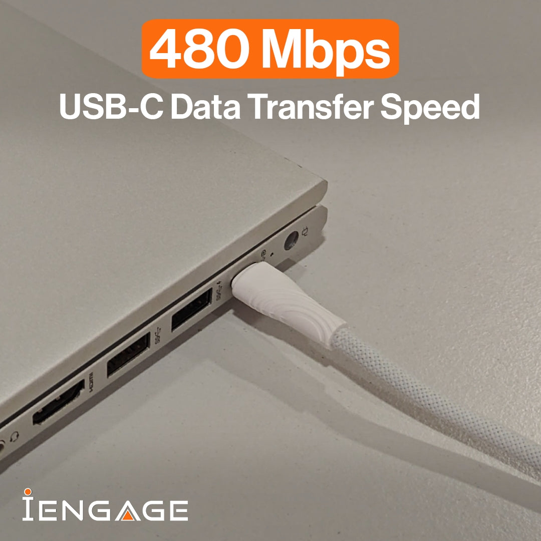 iEngage Magnetic C To C Cable 60W With Lightning Adapter(27W) (White)