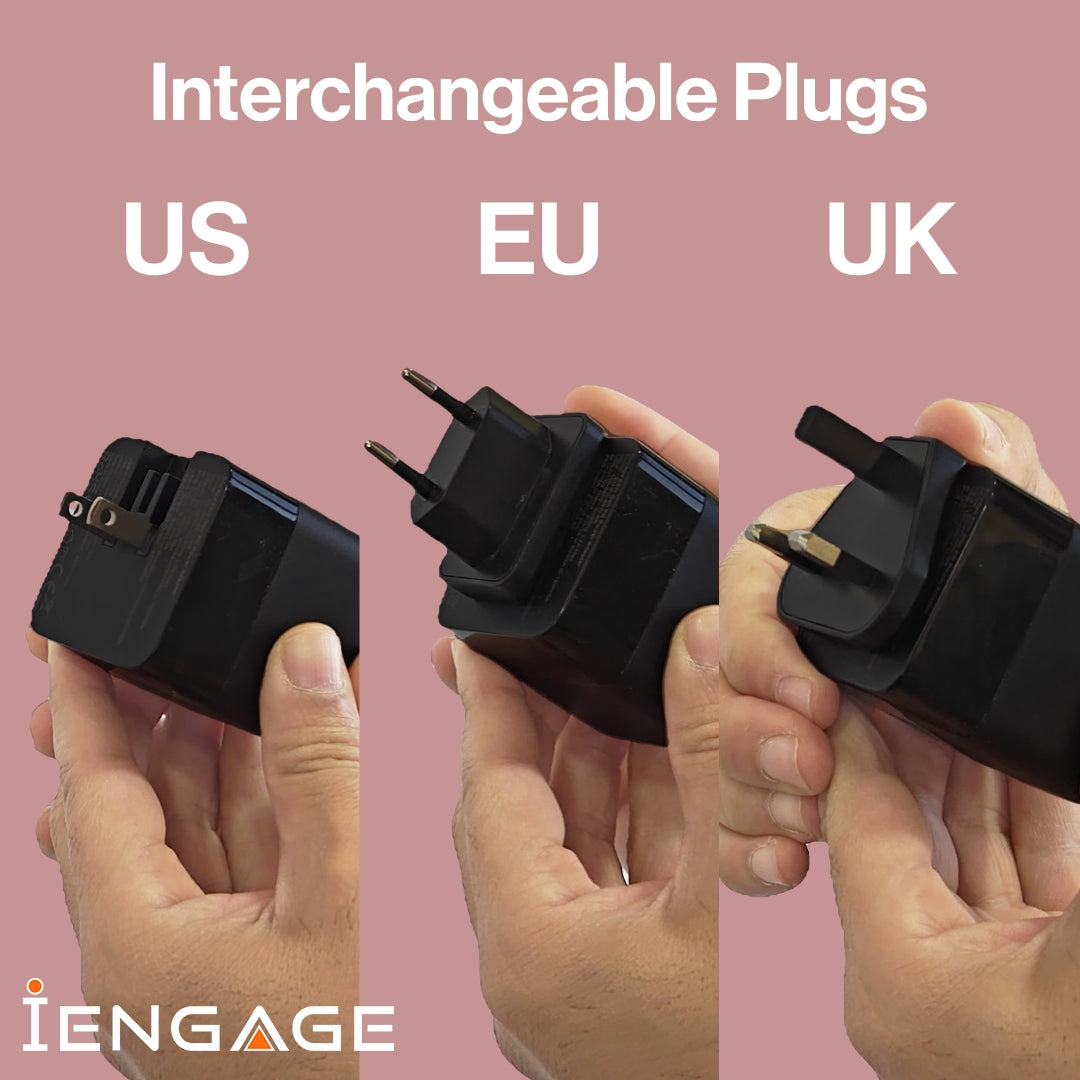 iEngage Dual Port C+A 65W Gan Power Adapter With Usb-C Cable