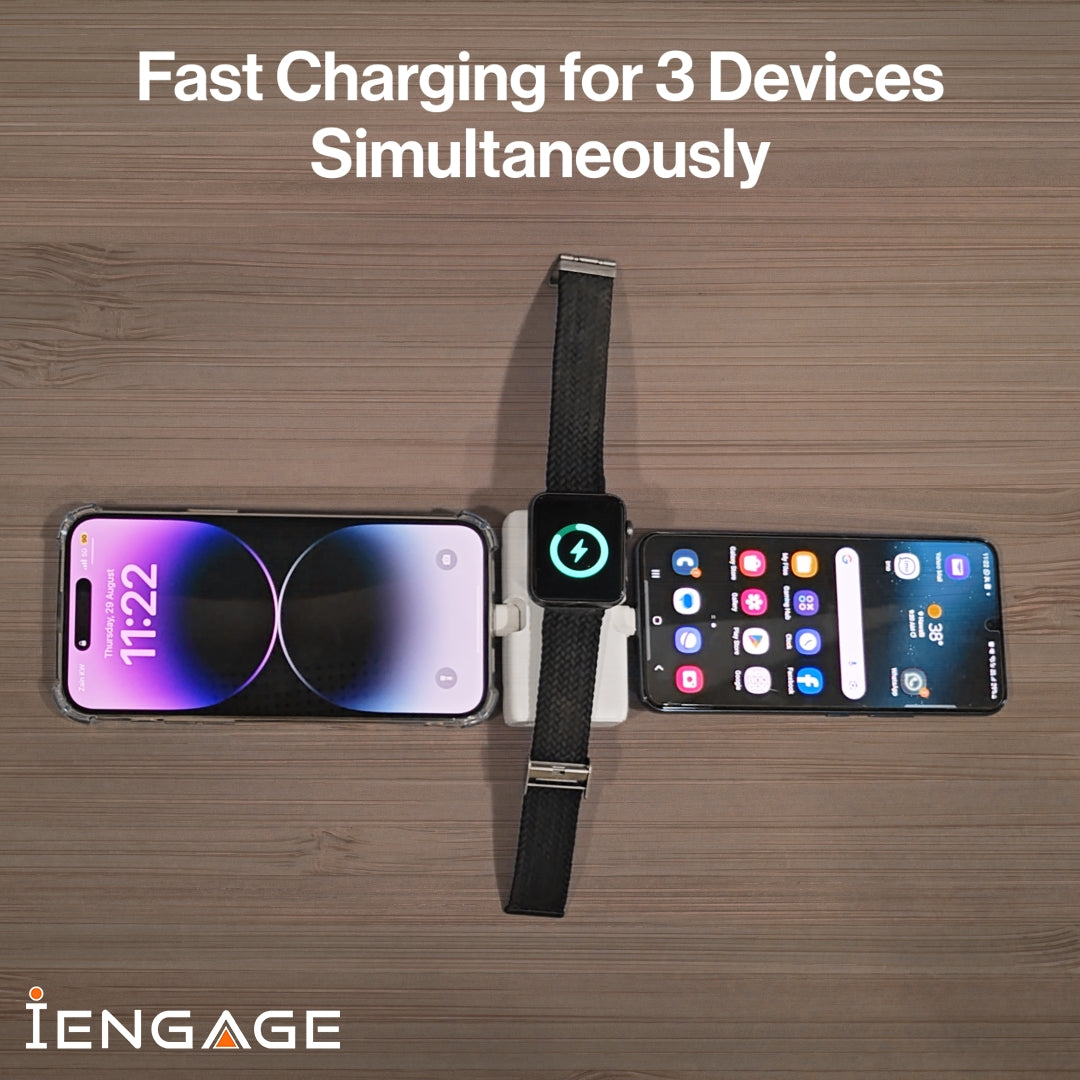 iEngage 5000mAh Powerbank Dual Port 20W Fast Charging Lightning & USB-C With Watch Charging (White)