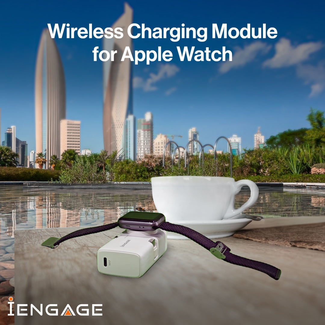 iEngage 5000mAh Powerbank Dual Port 20W Fast Charging Lightning & USB-C With Watch Charging (White)