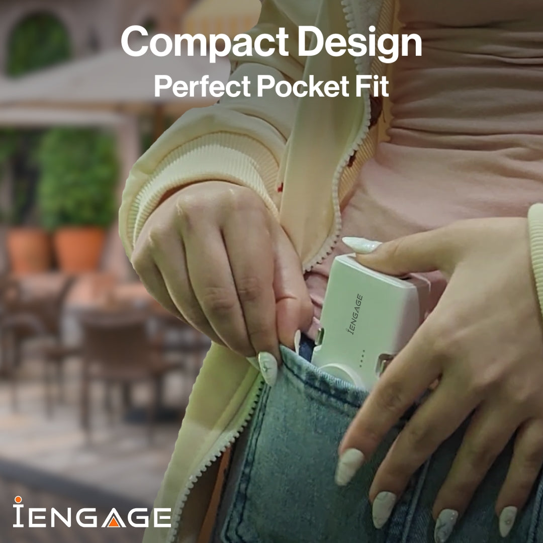 iEngage 5000mAh Powerbank Dual Port 20W Fast Charging Lightning & USB-C With Watch Charging (White)