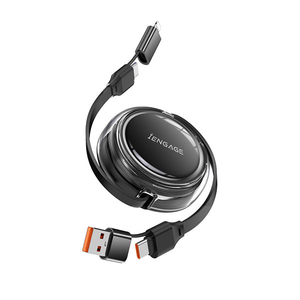 iEngage 4-In-1 Retractable Fast Charging Cable Pd240W(Usb/Usb-C-Usb-C/Lightning)
