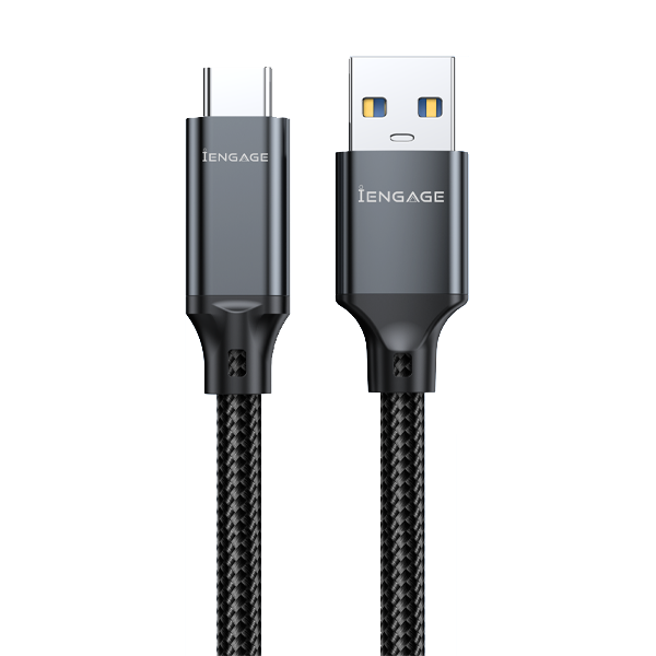 iEngage Braided USB-A To USB-C Cable(USB 3.2) (2M) (Black)