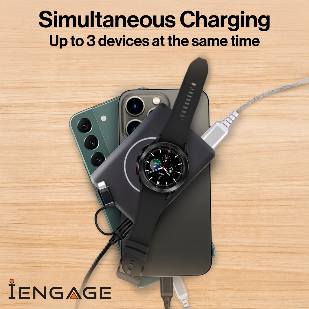 iEngage 10000mAh Powerbank Compact 15W Wireless Charging 45W Fast Charging With LED Display