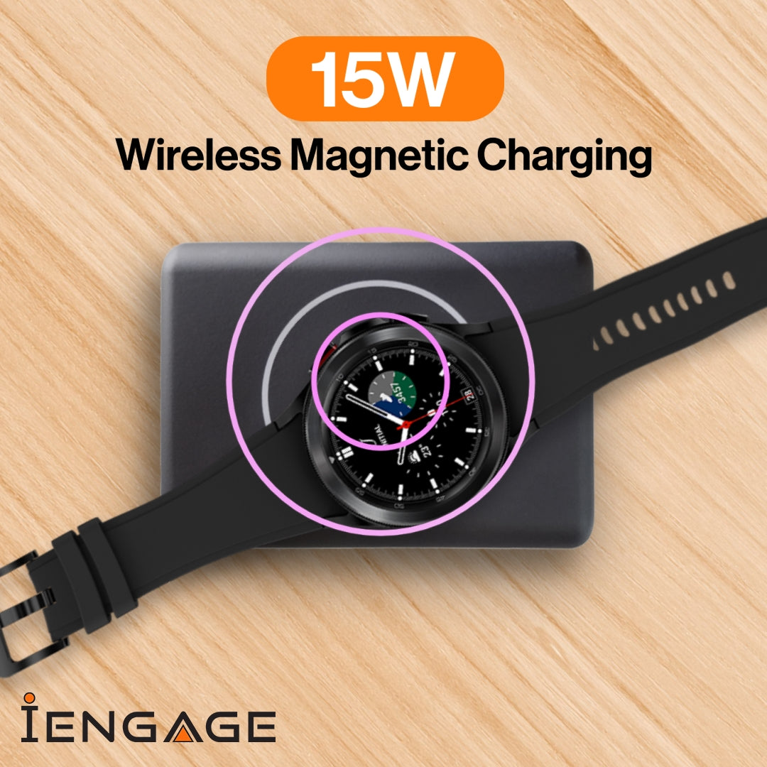 iEngage 10000mAh Powerbank Compact 15W Wireless Charging 45W Fast Charging With LED Display