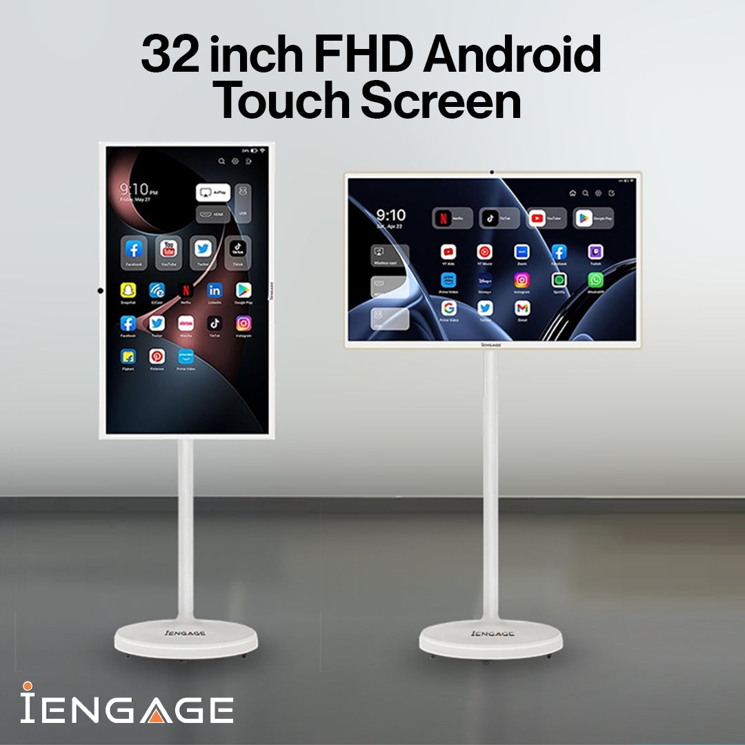 iEngage 32 Inch 4G (8GB/128GB) Android Rotating TouchScreen W/ Built-In Camera-White (15,000mAh)