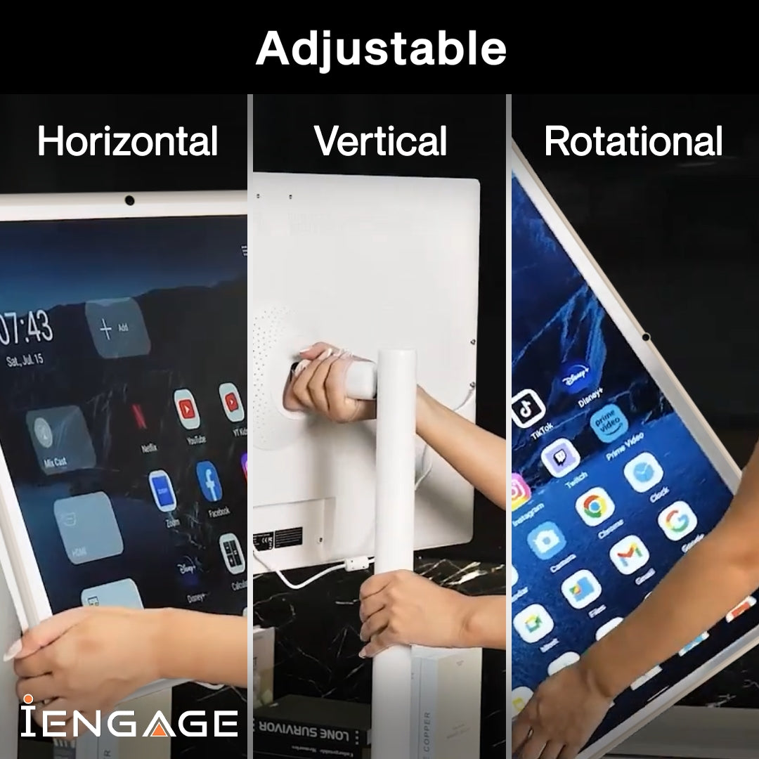 iEngage 32 Inch 4G FHD (8GB/128GB) Android 15 Rotating TouchScreen W/ Built-In Camera-White (15,000mAh)