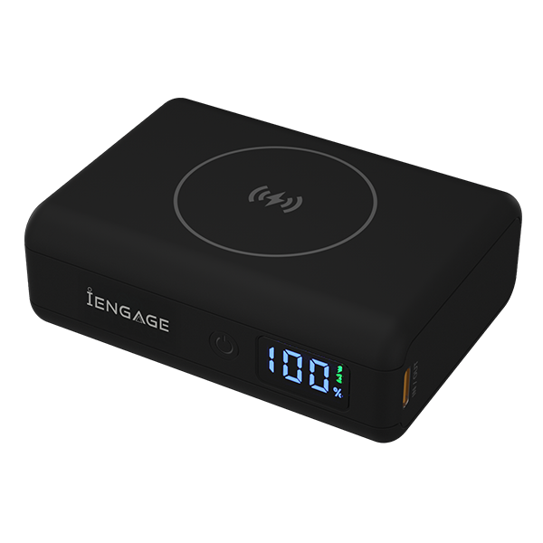 iEngage 10000mAh Powerbank Compact 15W Wireless Charging 45W Fast Charging With LED Display
