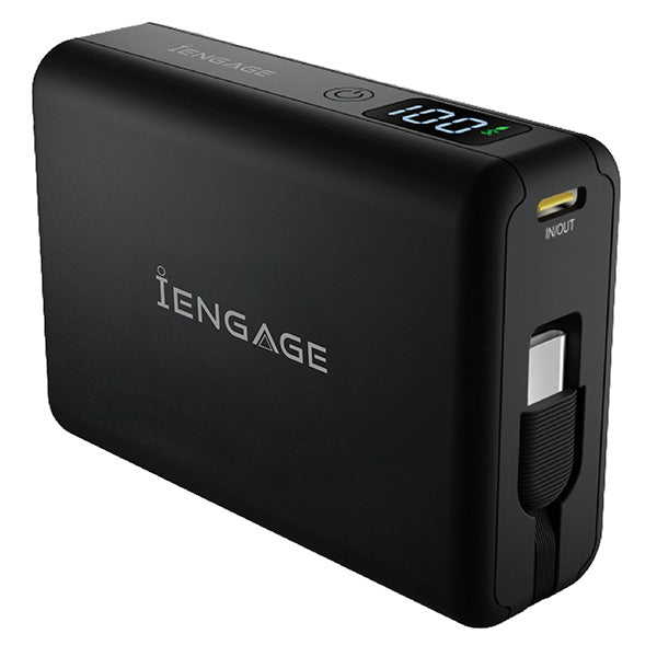 iEngage 10000mAh Powerbank Compact 15W Wireless Charging 45W Fast Charging With Built-In Cable