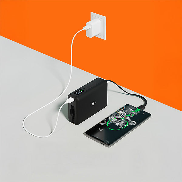 iEngage 10000mAh Powerbank Compact 15W Wireless Charging 45W Fast Charging With Built-In Cable