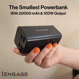 iEngage 20000 mAh Portable Fast Charging Power bank with Led Display- Pd100W