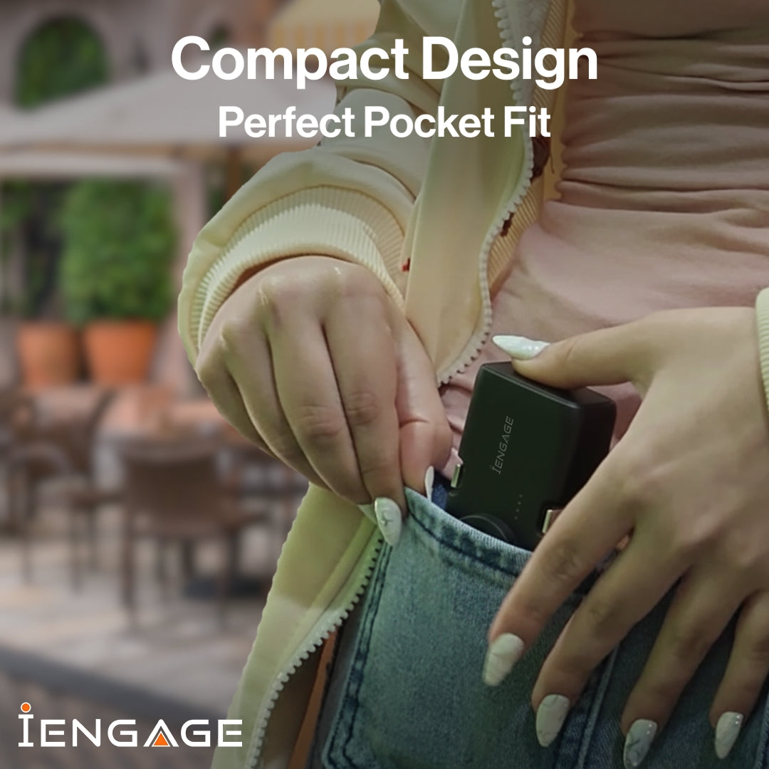 iEngage Portable Dual Port Lightning/Usb-C & Watch Charging Powerbank(5000Mah)-Black