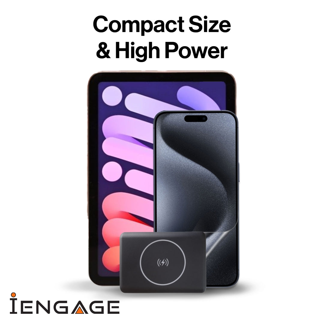 iEngage 10000mAh Powerbank Compact 15W Wireless Charging 45W Fast Charging With Built-In Cable