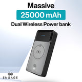 Engage Powerbank 25000mAh - Dual Wireless Charging 3 USB-C 1 USB-A