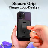 iEngage Magsafe Wallet With Finger Grip Holder (Black)