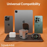 iEngage 6-In-1 Desktop Wireless Charger W/ Usb Ports And Retractalbecable(80W)