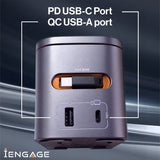 iEngage 6-In-1 Desktop Wireless Charger W/ Usb Ports And Retractalbecable(80W)