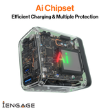 iEngage 100W AI PD Charger( USB-C+USB-C Cable+ USB- A) W/Interchangeable UK/EU Plug