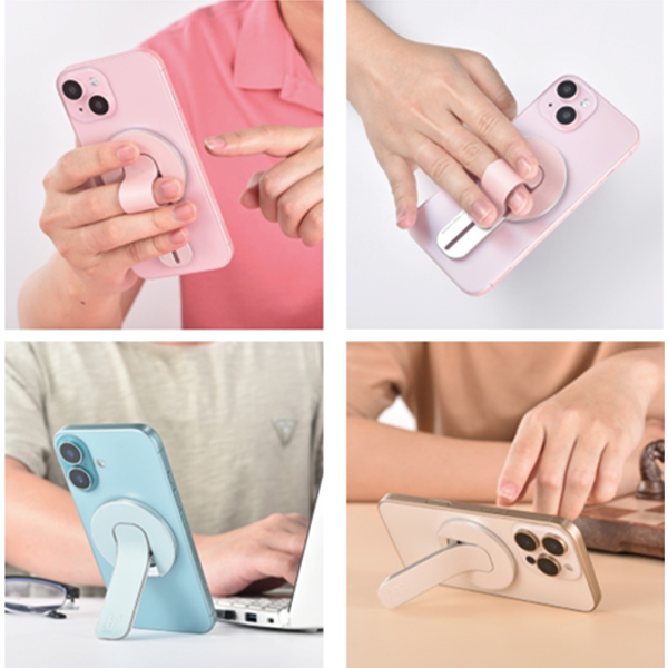 iEngage Magsafe Finger Grip With Hinge Stand (Grey)