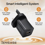 iEngage Dualport (USB-C +USB -A) 35W Power Adapter UK Plug - Black