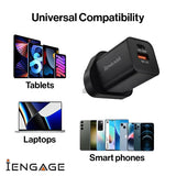iEngage Dualport (USB-C +USB -A) 35W Power Adapter UK Plug - Black