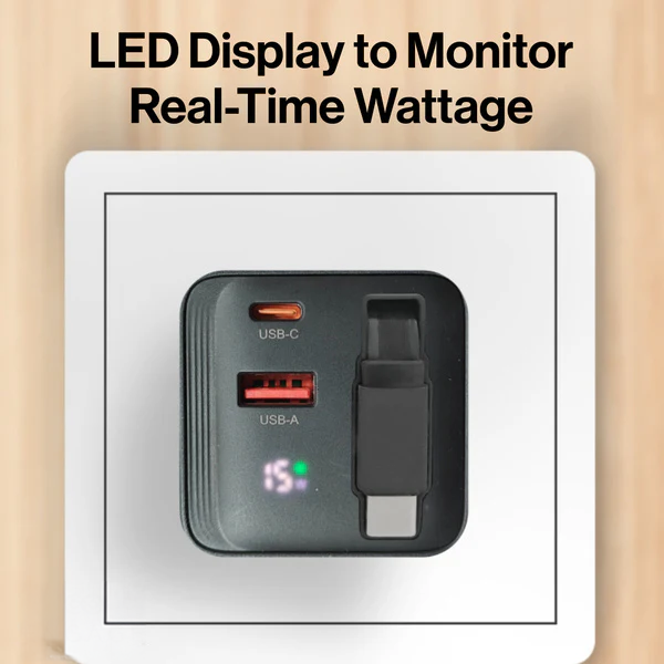 iEngage Dual Port C+A 65W Gan Power Adapter W/Usb-C Cable