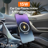 iEngage Smart Car Cup Phone Holder With Wireless Charging(15W)