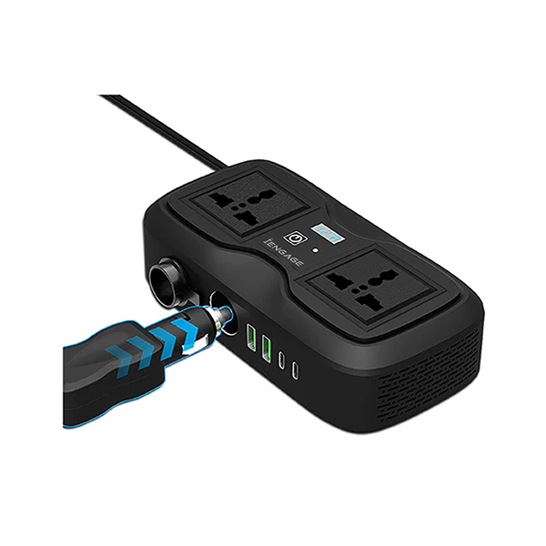 iEngage 200W Car Inverter with Dual Ac Socket / Usb-C & Usb-A Ports