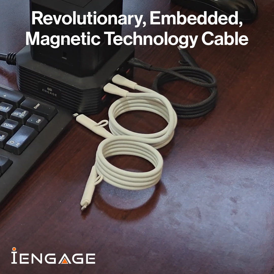 iEngage Magnetic C To C Cable 60W With Lightning Adapter(27W) (White)