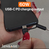 iEngage Magnetic C To C Cable 60W With Lightning Adapter(27W) (White)