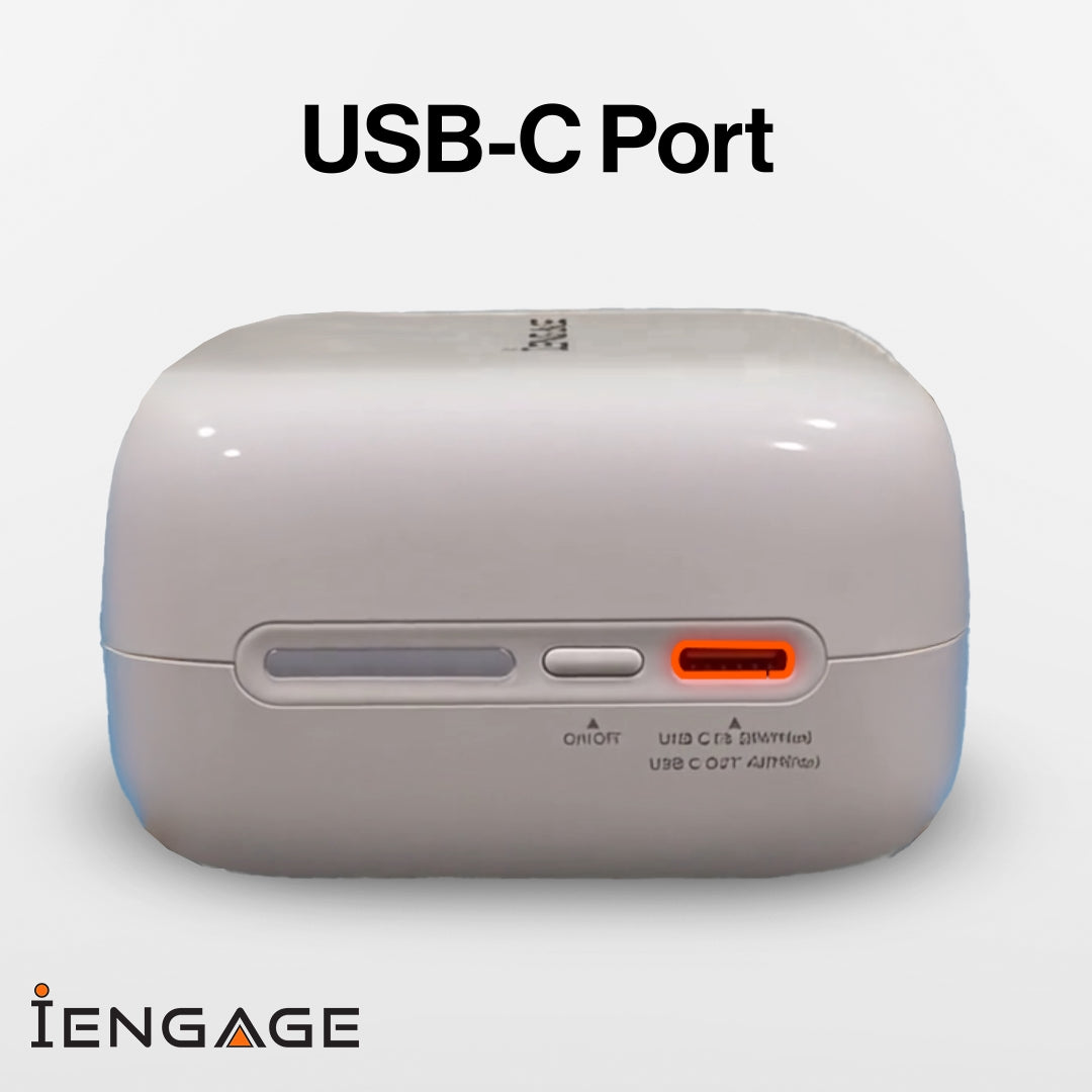 iEngage 10000mAh Powerbank Portable 35W Fast Charging With Retractable Cable (White)